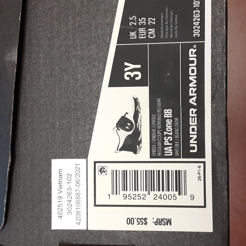π 2/$30 π Under Armour Zone BB Youth Basketball Shoes Sz 3Y - Picture 10 of 11
